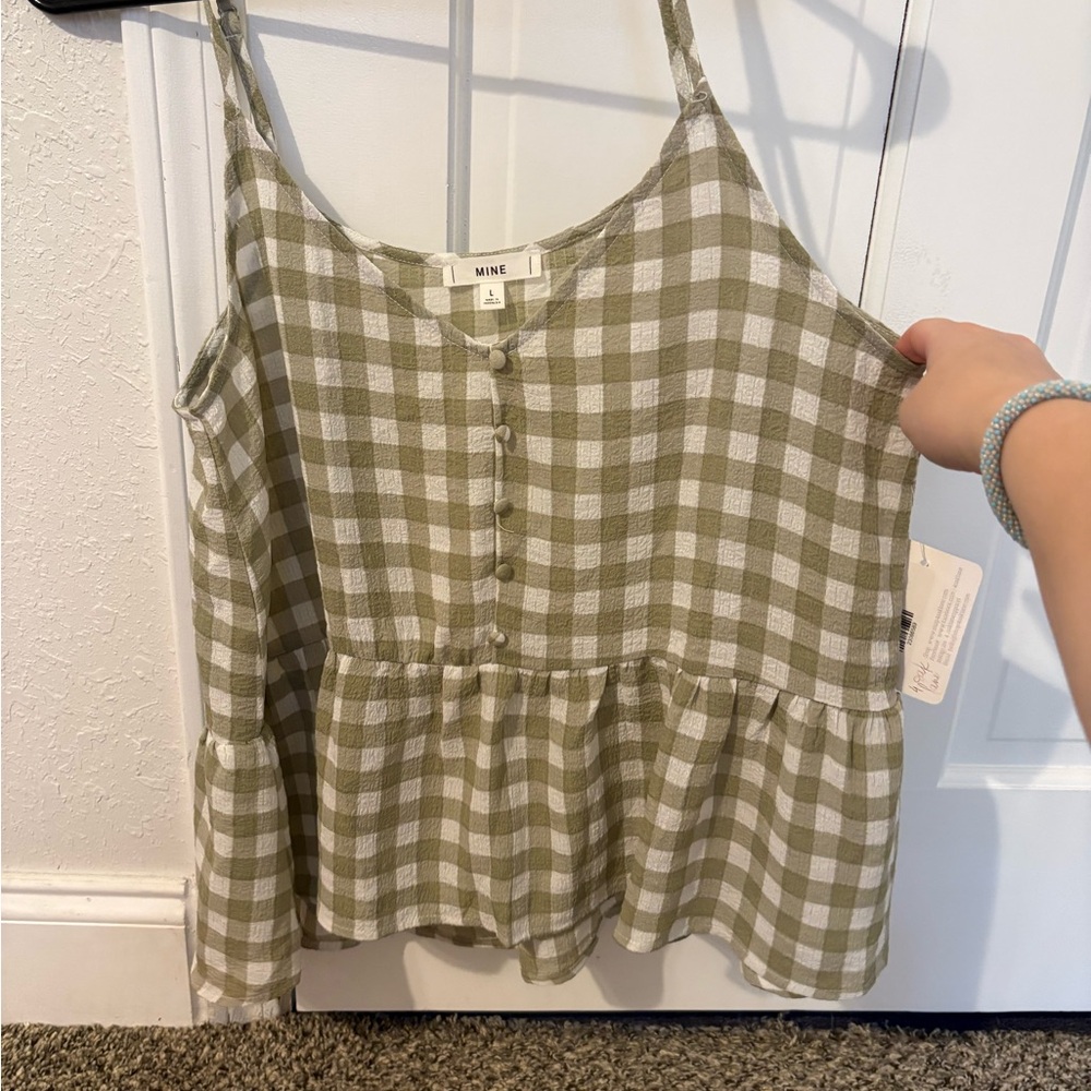 MINE Green Peplum Camisole Top